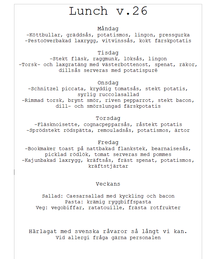 Veckans Lunch